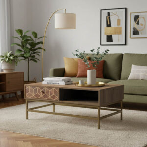 Coffee table Brilo Argos The Classic brown-gold wood 101x59x43cm