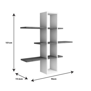 120 000448 3 Akira Argos The Classic melamine wall shelf in walnut-white shade 96x19.5x101cm
