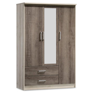 Wardrobe Olympus Argos The Classic with 3 doors and drawers+mirror in castillo-toro colour 120x57x183
