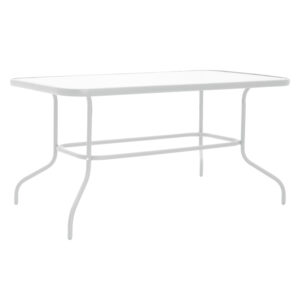 130 000018 Valor Argos The Classic table metal white-glass 140x80x70cm