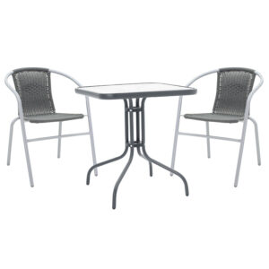 130 000043 Dining table Watson-Obbi set of 3 Argos The Classic pe gray-metal anthracite gray 70x70x70cm