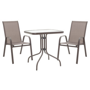 Dining set 3pcs Watson-Calan Argos The Classic metal black-textilene brown 70x70x70cm