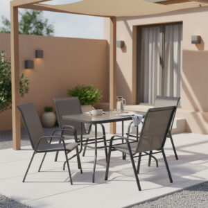 Dining set 5pcs Valor-Calan Argos The Classic metal black-textilene dark grey 110x60x70cm