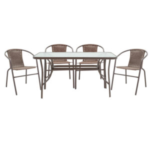130 000052 1 Dining set 5pcs Ensure-Obbi Argos The Classic metal-glass brown 140x80x70cm