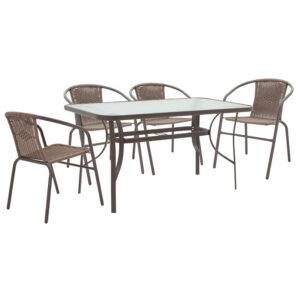 130 000052 Dining set 5pcs Ensure-Obbi Argos The Classic metal-glass brown 140x80x70cm