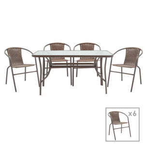 130 000053 1 Dining set 7pcs Ensure-Obbi Argos The Classic metal-glass brown 140x80x70cm