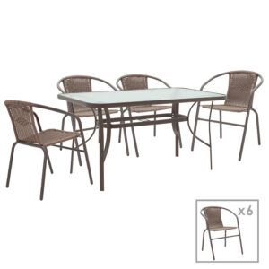 130 000053 Dining set 7pcs Ensure-Obbi Argos The Classic metal-glass brown 140x80x70cm