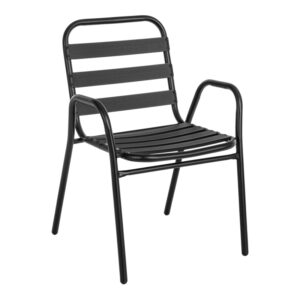 Armchair Sussie Argos The Classic stack black metal with aluminium slats 45x62x76cm