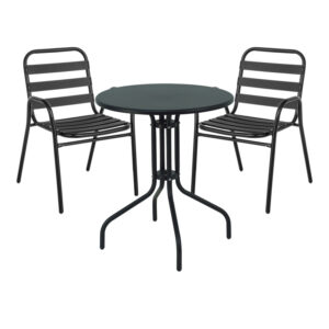 Dinning set Sussie-Vergo Ι Argos The Classic set of 3 black metal-aluminum D60x70cm