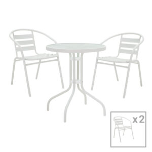 130 000083 Tade-Watson Argos The Classic dining table set of 3 white metal D60x70cm