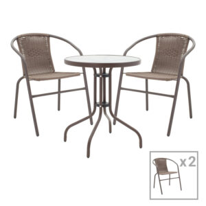 Obbi-Watson Argos The Classic dining table set of 3 brown metal-pe D60x70cm