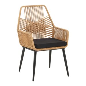 Armchair Tanish Argos The Classic rattan natural-metal black legs 58x58.5x87cm