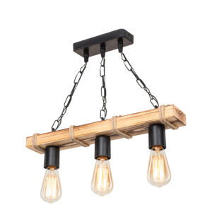Ceiling light PWL-1027 Argos The Classic Ε27 metal black-natural 48.5x10x47cm