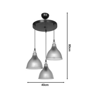 147 000151 2 3-light ceiling lamp Orazio Argos The Classic E27 dark grey-black D40x80cm