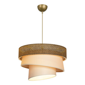 147 000175 2 Single light ceiling lamp Tazma Argos The Classic fabric in brown and cream shade D38x65cm