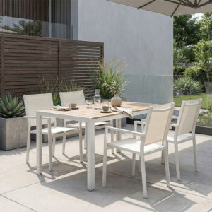 152 000006 Zacreta-Nares dining table set of 5 pcs Argos The Classic white-natural 140x80x72.5cm