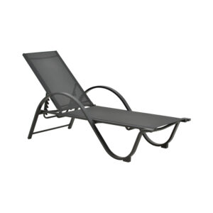 Lounger with arms Attain Argos The Classic aluminum and textilene in dark gray shade 191x64x32cm