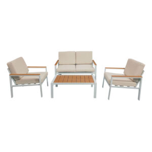 Garden lounge Fashionable Argos The Classic set 4pcs beige fabric-white aluminium