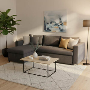 166 000010 1 Corner sofa-bed reversible Lilian Argos The Classic fabric anthracite 225x148x81cm