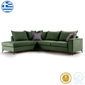 Corner sofa Boston Argos The Classic right corner fabric dark green-dark grey 290x235x95cm
