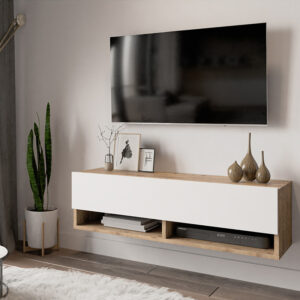 Roscoe Argos The Classic white-oak wall-mounted TV unit 100x31.5x29.5cm