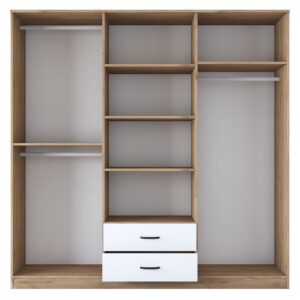 182 000093 3 Wardrobe with mirror Warko Argos The Classic white walnut melamine 210x51.5x210cm