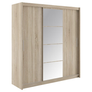 Wardrobe Elodie Argos The Classic with 3 sliding doors with mirror in sonoma 200x61x216cm