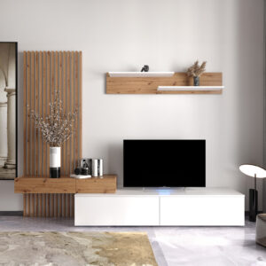 192 000036 1 Litende Argos The Classic sonoma-white melamine living room set 210x42x199.5cm