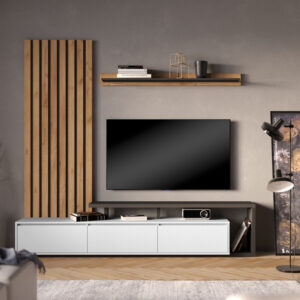Claironse Argos The Classic anthracite-cream melamine living room set 225x37.6x210cm