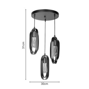 193 000078 3 Tahmno Argos The Classic three-light ceiling lamp black 30x3x31cm