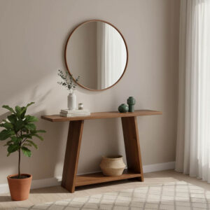 197 000056 Console Edgar Argos The Classic natural pine wood 30mm walnut 139x29x90cm