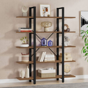 Bookcase Esthon Argos The Classic walnut-black metal 120x32x184cm