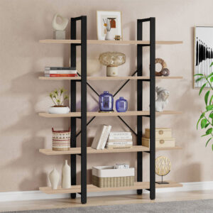 197 000229 Bookcase Esthon Argos The Classic natural-black metal 120x32x184cm