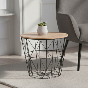 Side coffee table Jacot Argos The Classic in oak-black color D38x30,5cm