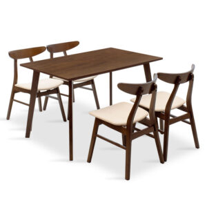 Dining set Benson - Orlean Argos The Classic 5pcs 120x80x75cm in walnut - beige fabric
