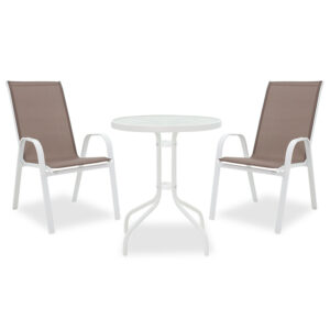 Garden dining set 3pcs Calan-Watson Argos The Classic metal white-textilene brown