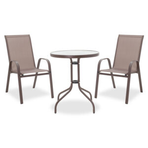 Dining table Watson-Calan set of 3 Argos The Classic metal-textilene brown D60x70cm