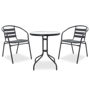 Watson-Tade Argos The Classic dining table set of 3 pieces black metal-glass D60x70cm
