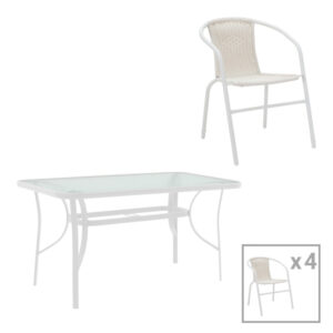 Dining table Ensure-Obbi I set of 5 Argos The Classic metal-pe white