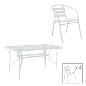 200 000315 Ensure-Tade dining table set of 5 Argos The Classic metal in white shade