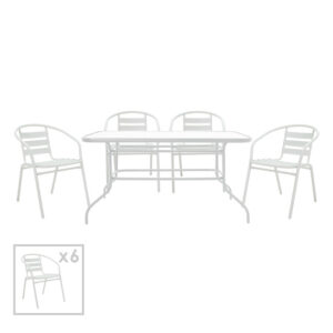 200 000321 Dining set 7pcs Valor-Tade Argos The Classic metal white