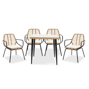 200 000339 Naoki dining set 5pcs Argos The Classic metal black pe natural