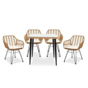 200 000342 Naoki dining set 5pcs Argos The Classic metal-black-pe natural
