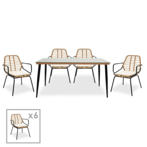 200 000349 Naoki dining set 7pcs Argos The Classic metal black pe natural