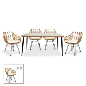 200 000352 Naoki dining set 7pcs Argos The Classic metal-black-pe natural