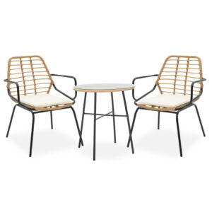 200 000369 Dining set 3pcs Gaus-Naoki Argos The Classic metal black pe natural