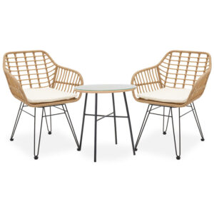 200 000372 Dining set 3pcs Gaus-Naoki Argos The Classic metal black-pe natural.