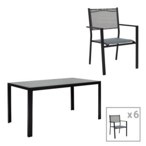 200 000379 Garden dining room Nares-Moly set 7pcs Argos The Classic aluminum anthracite-textilene gray
