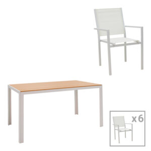 200 000381 Garden dining set Zacreta-Nares 7-piece Argos The Classic aluminum-textilene in white shade