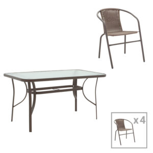 Dining table Ensure-Obbi set 5pcs Argos The Classic metal-pe brown